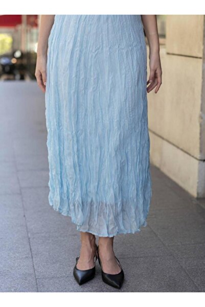 Qualia Butik Women's Lined Ribbed Elastic Waist Summer Skirt