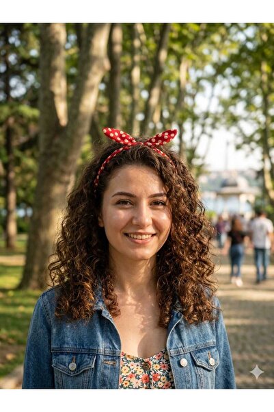 diclecollection Κόκκινο πουά με κόμπους κορδέλα μαλλιών Μπαντάνα με σύρμα Αξε...