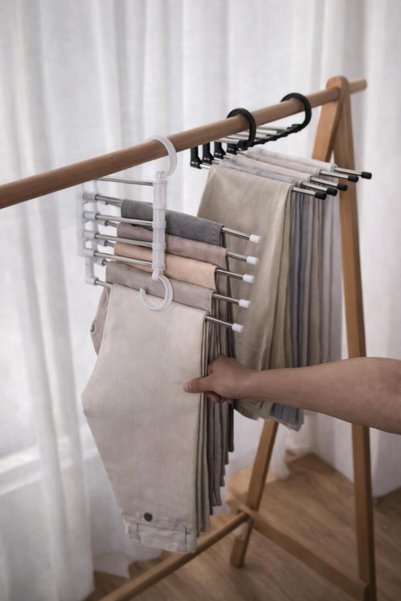 Funny Life Ivory Smart Multi-Purpose Metal Clothes - Shawl - Pants Hanger 5-Tier