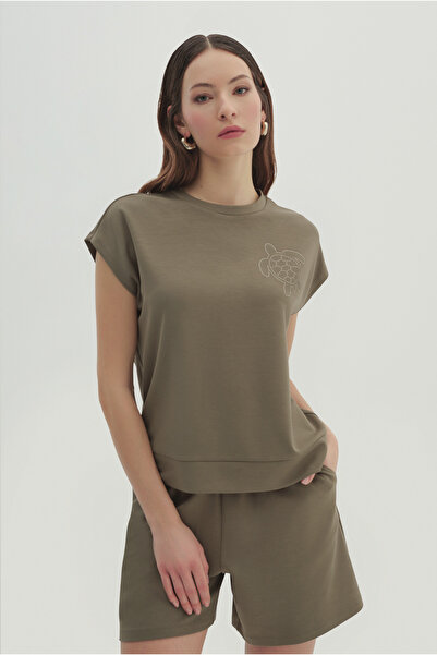 Naramaxx Μπλούζα με κοντό μανίκι με πέτρινη λεπτομέρεια