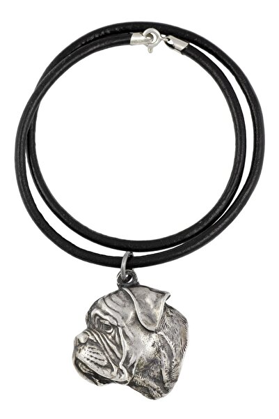 Art - Dog Bullmastiff IV - Colier cu câine, pandantiv placat cu argint pentru...