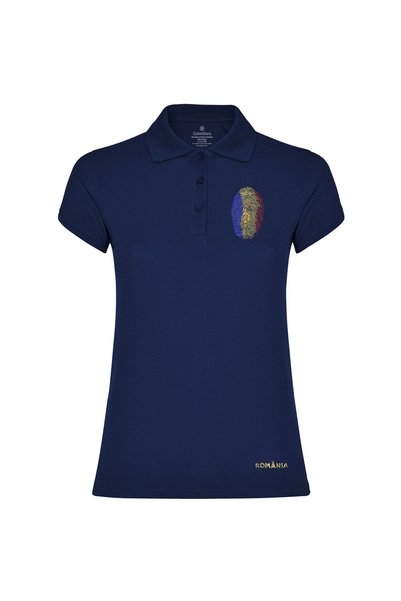 ColorEscu Tricou România, polo, broderie, damă, densitate mare, culoare bleum...
