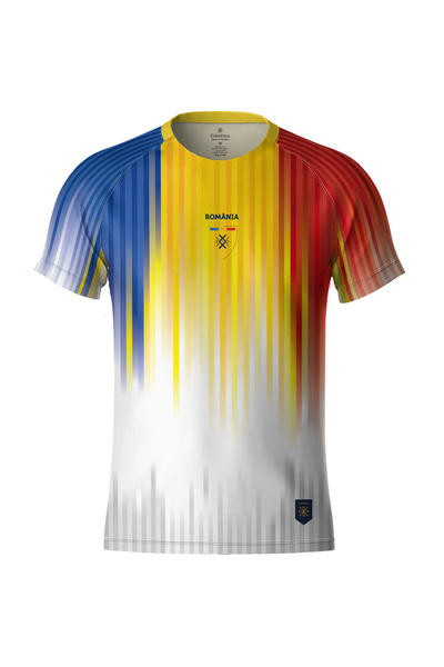 ColorEscu Tricou Tricolor România, material tehnic sport, bărbat, culoare alb...