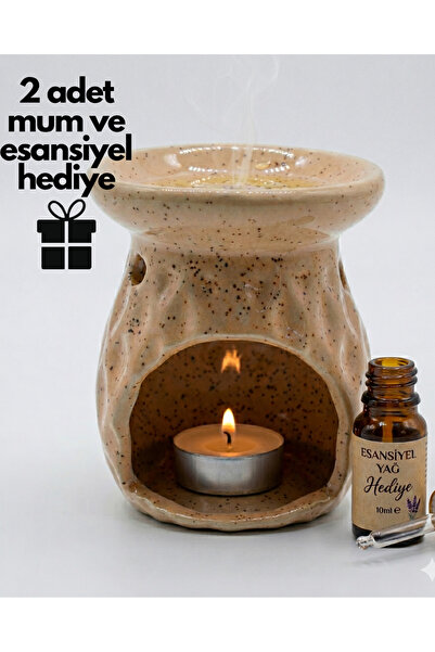 MyReal Dekoratif Seramik Buhurdanlık Seti - 10 ml Hediye Esansiyel Yağ ve Tea...