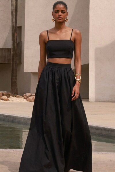 The Champ Clothing Γυναικείο Σετ Aurelia με Τιράντες και Μακριά Φούστα, Μαύρο...