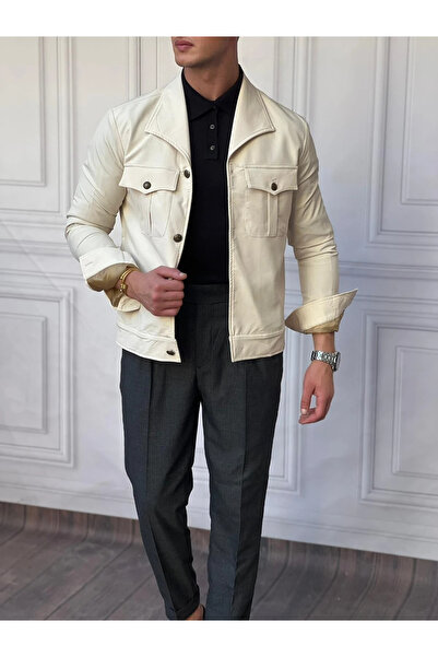 MODEFENDİ Slimfit Molded Cotton Boat Neck Coat