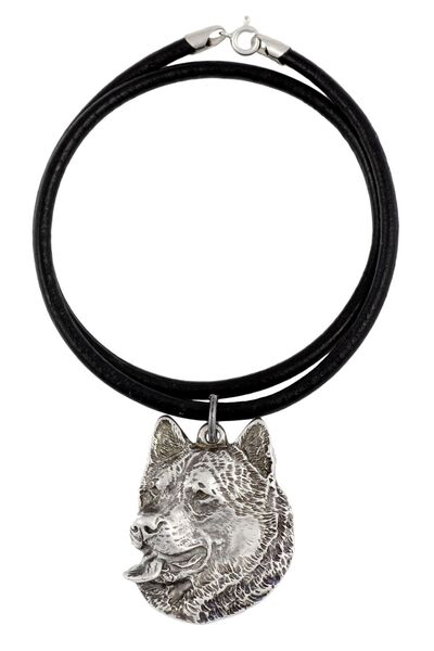 Art - Dog Malamut alaskan - Colier cu câine, pandantiv placat cu argint pentr...