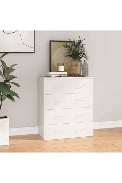 vidaxl Συρταριέρα με 4 Συρτάρια Γυαλιστερή Λευκή 60 x 30,5 x 71 εκ.