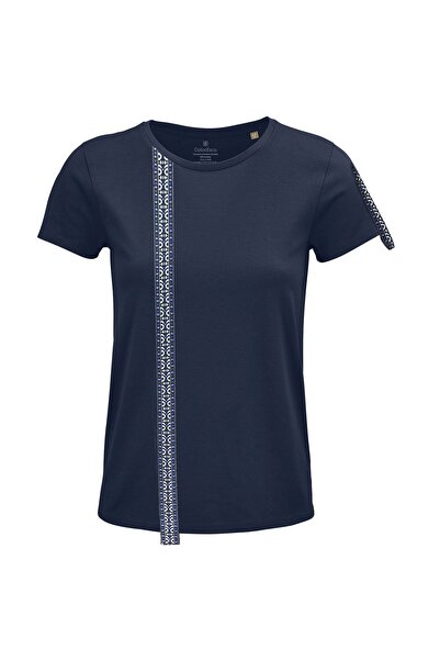 ColorEscu Tricou Motive Țesute, damă, culoare bleumarin, CIR132