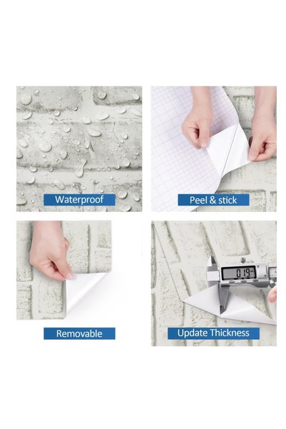 Yullpaper Tapet autoadeziv din PVC, aspect caramizi albe, 40 x 200 cm, nuante de alb