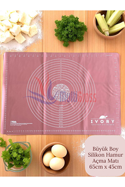 Perağ Large Size Silicone Dough Rolling Mat 65X45Cm Salmon