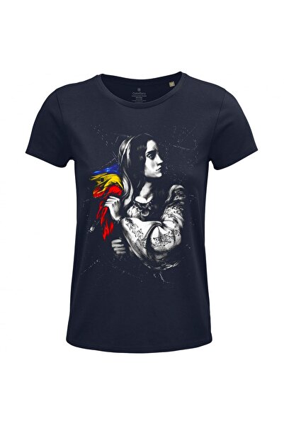 ColorEscu Tricou simbol România Revolutionară, damă, culoare bleumarin, CIR103