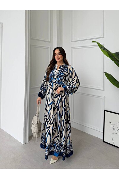 Şeker Portakalım Φόρεμα μάξι μποέμ με μακρύ μανίκι, μοτίβο, κουμπιά μπροστά σ...