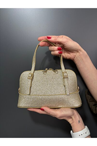 Melos Butik Γυναικεία χρυσή γυαλιστερή κομψή τσάντα χειρός και χιαστί σε μίνι...