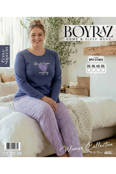 BOYRAZ Bps-01803 Γυναικείο Σετ Πιτζάμες με Μακρύ Μανίκι