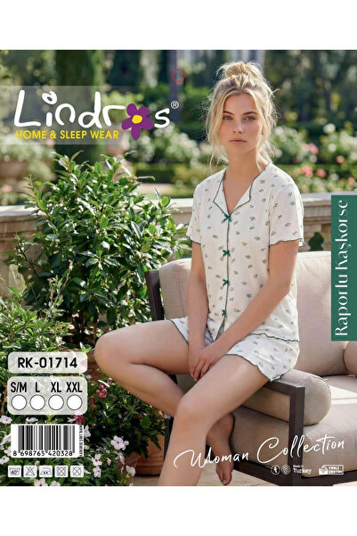 lindros Rk-01714 Γυναικείο Σετ Καμιζόλας με Κοντό Μανίκι και Σορτς