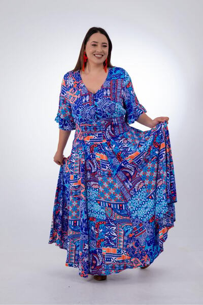 Roxxlen Γυναικείο Μακρύ Φόρεμα Gipeli σε Μεγάλο Μέγεθος