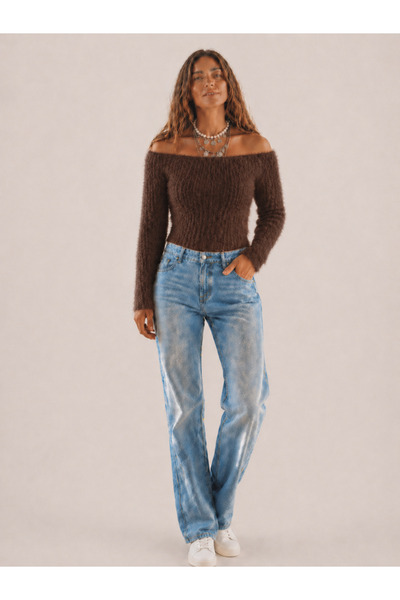 BORCKA TEKSTİL Yumoş Πουλόβερ με κοντό μανίκι και λαιμόκοψη βάρκα, κανονική ε...