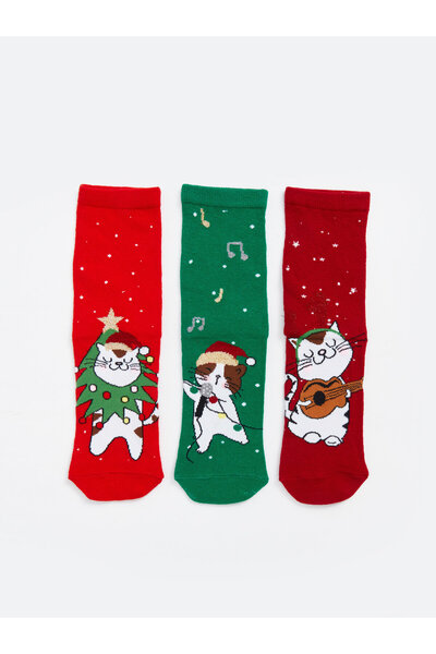 LC Waikiki New Year Themed Girls' Ankle Socks 3-packs