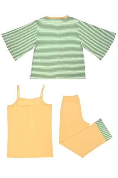 OrganicKid Terra Kadın Yeşil Pijama Takımı 3'lü Set