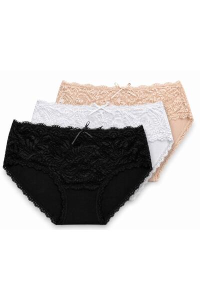 missblue moon Ψηλόμεσο δαντελωτό γυναικείο εσώρουχο Bato 3 τεμαχίων 5600