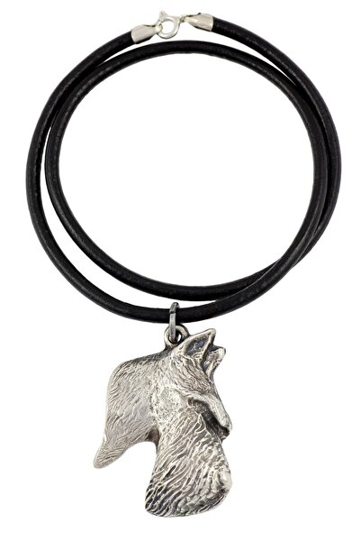 Art - Dog Terrier scoțian - Colier cu câine, pandantiv placat cu argint pentr...