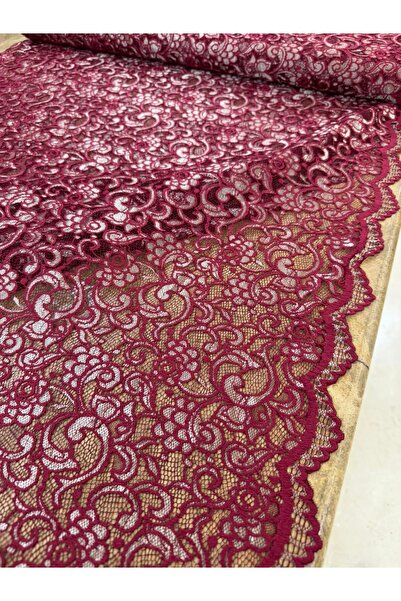 METERİAL Țesătură din dantelă embosată roșu burgundă - Dantelă texturată de c...