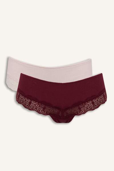 DeFacto Δαντελωτό Σετ Εσώρουχα Hipster με Λεπτομέρειες από Ριμπάνα 2 τεμαχίων...