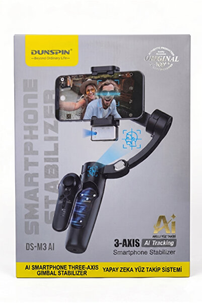 alpotekno DUNSPIN DS-M3 AI Gimbal Stabilizer Tripod – 3 Eksen Telefon Sabitle...