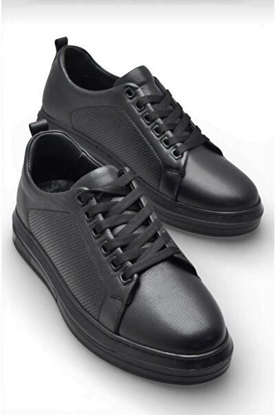 PAPATAY 7466 Orthopedic Sole Genuine Leather Black Men's Shoes - Light Sole L...