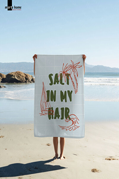 Marte Home SALT IN MY HAIR - RENKLİ BASKILI PLAJ HAVLUSU - 75x150 CM