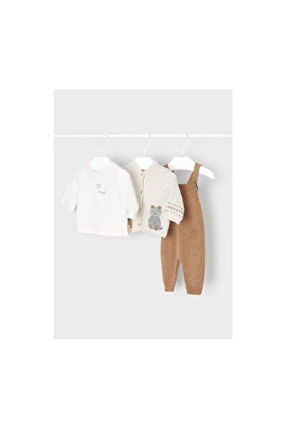 MAYORAL Newborn Knitwear Set of 3 Caramel