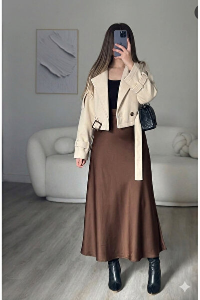 CNG MODA تنورة ساتان أنيقة بطول ماكسي