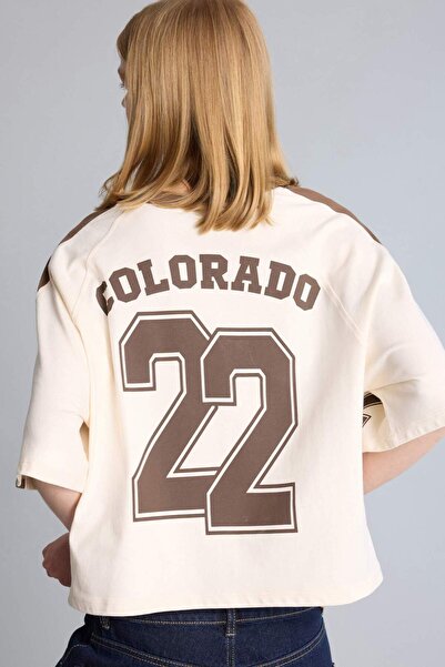 DeFacto Υπερμεγέθη μπλουζάκι με κοντό μανίκι και λαιμόκοψη V H6665AX26SM