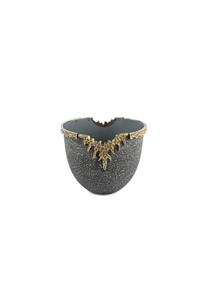 Mikasa Moor Antrasit Dokulu Pirinç Antik Saksı 28x22cm