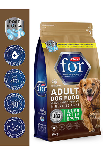 FlexiFor Kuzu Etli Yetişkin Köpek Maması - Postbiyotik İçerikli Sindirim Destekleyici - 15 Kg