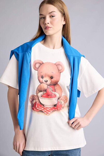 DeFacto Υπερμεγέθες μπλουζάκι αρκουδάκι H6957AX26SM