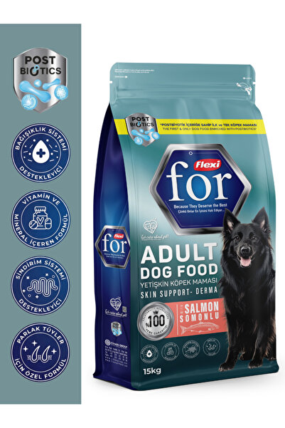 FlexiFor Somonlu Yetişkin Köpek Kuru Maması - Postbiyotik İçerikli Sindirim Destekleyici - 15 Kg