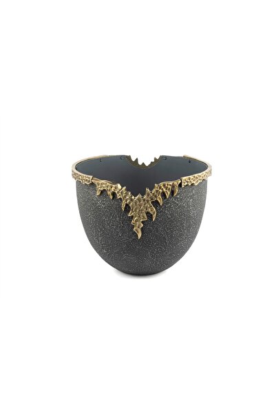 Mikasa Moor Antrasit Dokulu Metal Pirinç Antik Saksı 32x24cm