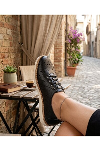 VARLIK AYAKKABI Genuine Leather Summer Shoes with Inside Female Lining