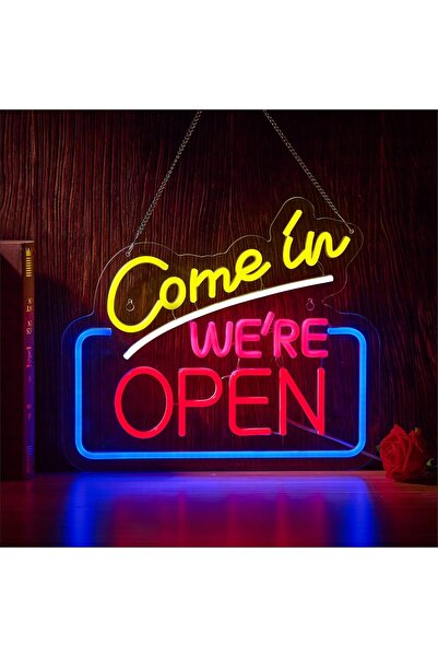 Slasa Come In We’re Open Neon Sign 35x40 cm LED Shop Sign Board 6mm Acrylic Base