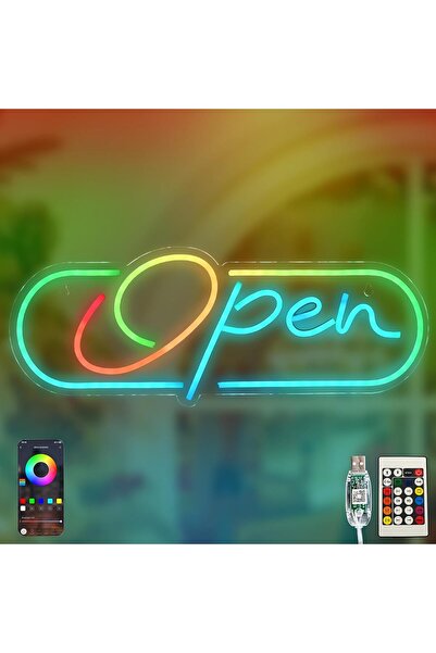 Slasa Multicolor Open Neon Sign 18x35 cm LED Shop Window Display Board 6mm Ac...