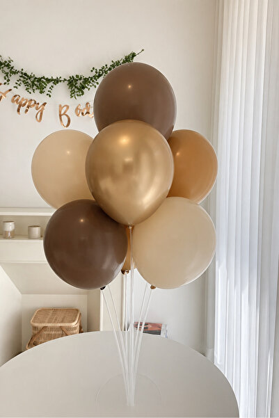 TATLI GÜNLER Retro Kahve Karamel Deniz Kumu Balon Standı Seti 7'li Krom Gold ...