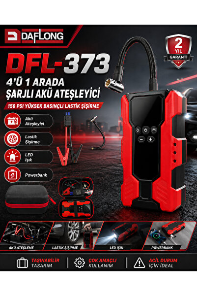 DAFLONG 4IN1 AKÜ ATEŞLEYİCİ LED FENER 150 PSI YÜKSEK BASINÇLI LASTIK SİSİRME ...
