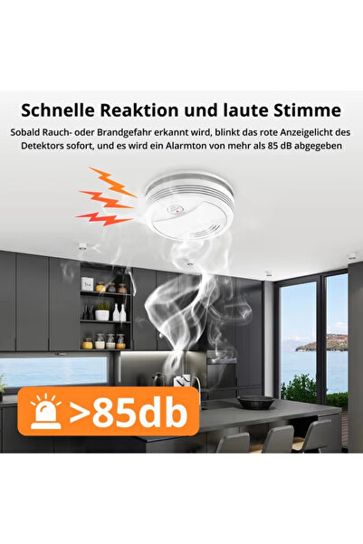 Nobrand Detector de fum Wi-Fi inteligent, 85dB, cu aplicație mobilă și bateri...