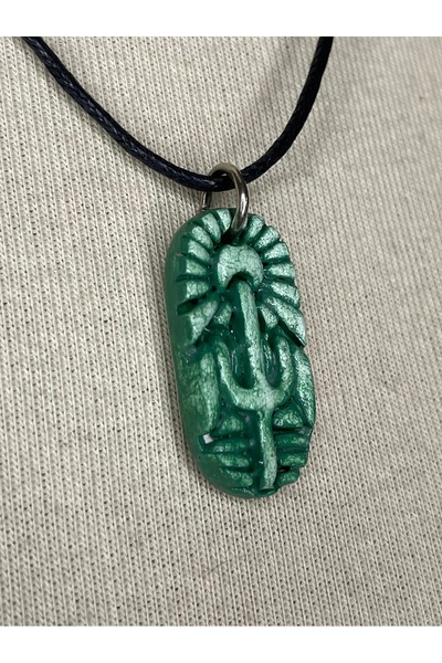 zeinapp Desert Cactus Sun Symbol Design Handmade Ceramic Porcelain Necklace