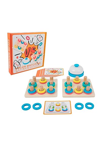ETOY Joc Rapid Educativ din Lemn Color Matching VS cu Inele Multicolore si Cl...