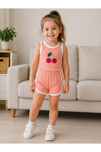 SANTRALBEBE Κοριτσίστικο Σετ με Σορτς και Στάμπα Κεράσι