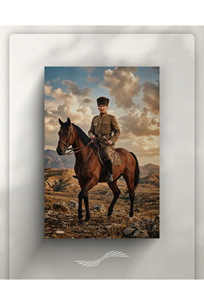 yzcstore At Üstünde Atatürk Tablosu | Üniformalı Atatürk Portresi | Atatürk M...