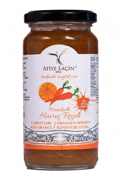 Atiye Laçin Portakallı Havuç Reçeli 250 gr ( %100 Doğal ,Katkı Maddesi , Renk...